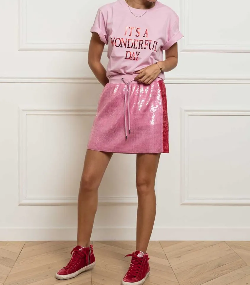 Jupe A Sequins Roses