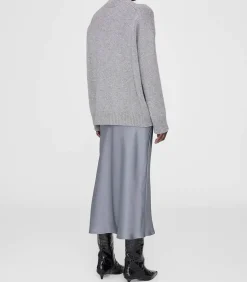 Jupe Longue Bar En Soie Gris