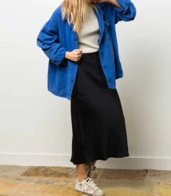 Jupe Longue Bar En Soie Noire