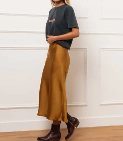 Jupe Longue Bar En Soie Noire