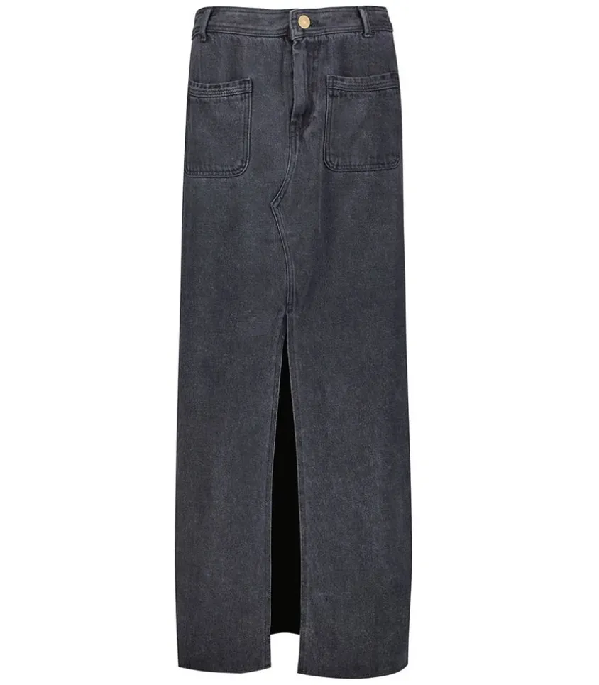 Jupe Longue En Denim Goya Carbone Wash
