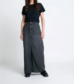 Jupe Longue En Denim Goya Carbone Wash