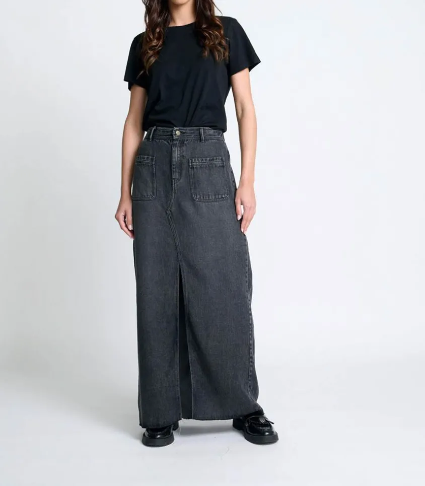 Jupe Longue En Denim Goya Carbone Wash