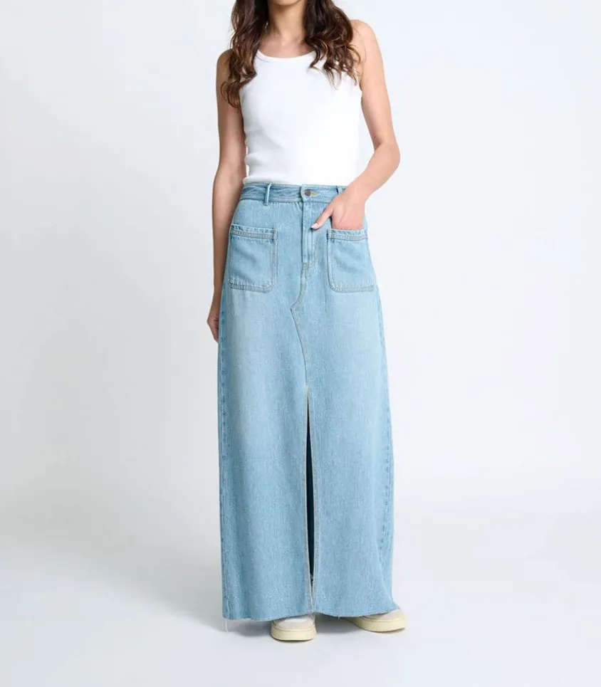 Jupe Longue En Denim Goya Ozone Wash