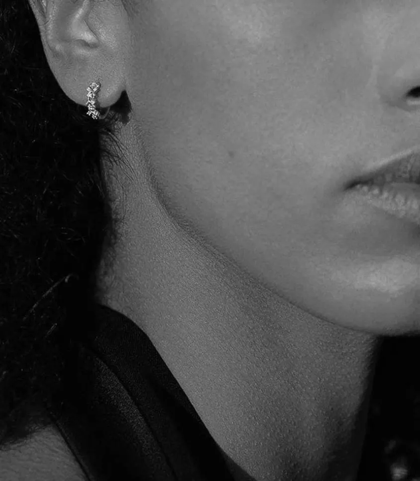 Mini Creole Dunaway Or Blanc Et Diamants