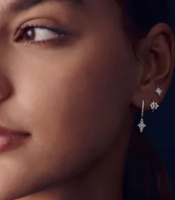 Mini Creole Nude Or Blanc Et Diamants