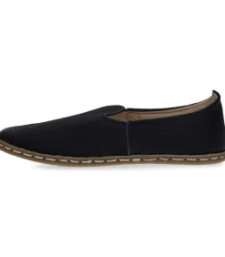 Mocassins Saanas Classique Cuir A Poils Bleu Nuit