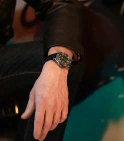 Montre Automatique Tiburon En Titane Cadran Noir Et Bracelet Noir