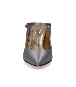 Mules A Talon En Soie Argentees