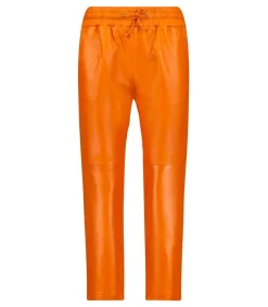 Pantalon En Cuir Orange