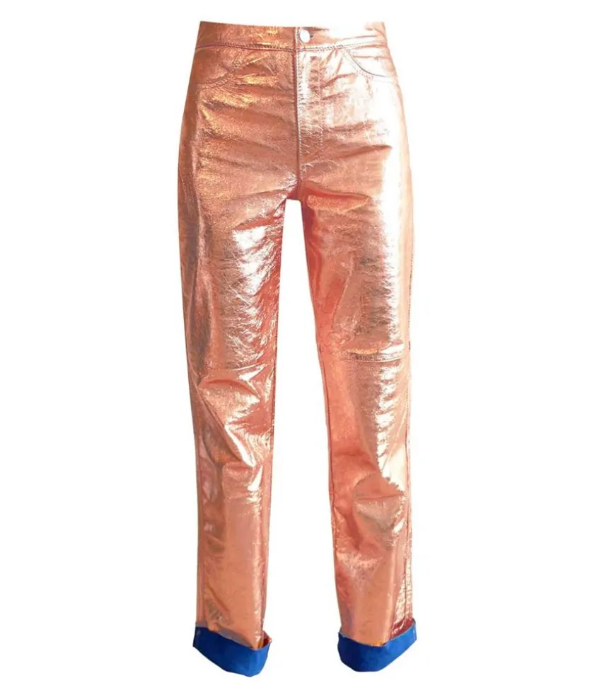 Pantalon En Cuir Rose Gold