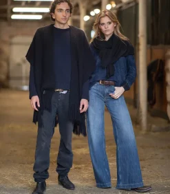 Pull En Maille Col V Blue Navy