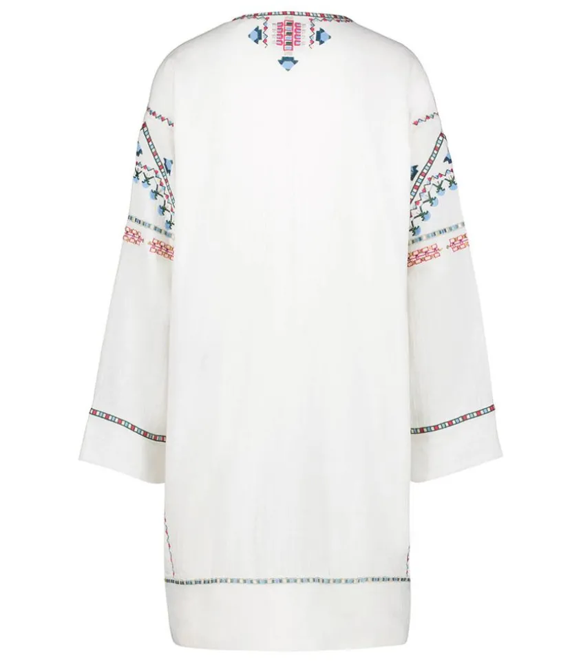 Robe Chemsi Brodee En Coton Ecru