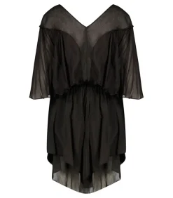 Robe Courte En Coton Et Soie Noir