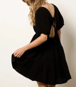 Robe En Gaze De Coton Nissa Black