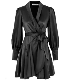 Robe Portefeuille En Soie Black