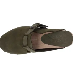 Sabots Clang Cuir Velours Kaki