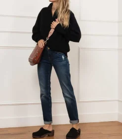 Sabots En Daim Noir/Shearling Gris