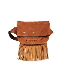 Sac Banane Jerry Cuir Velours Tabac