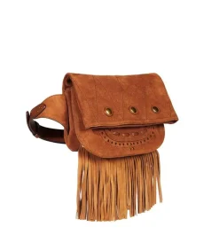 Sac Banane Jerry Cuir Velours Tabac