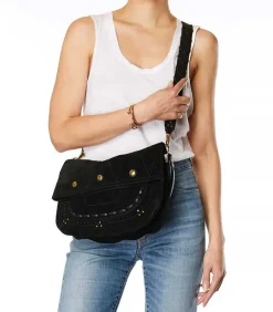 Sac Jerry M Cuir Velours Noir