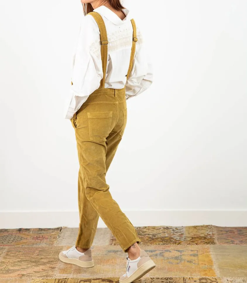 Salopette En Velours Cotele Loonie Ocre De Sienne