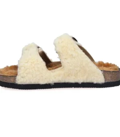 Sandales Shearling Champagne/Camel