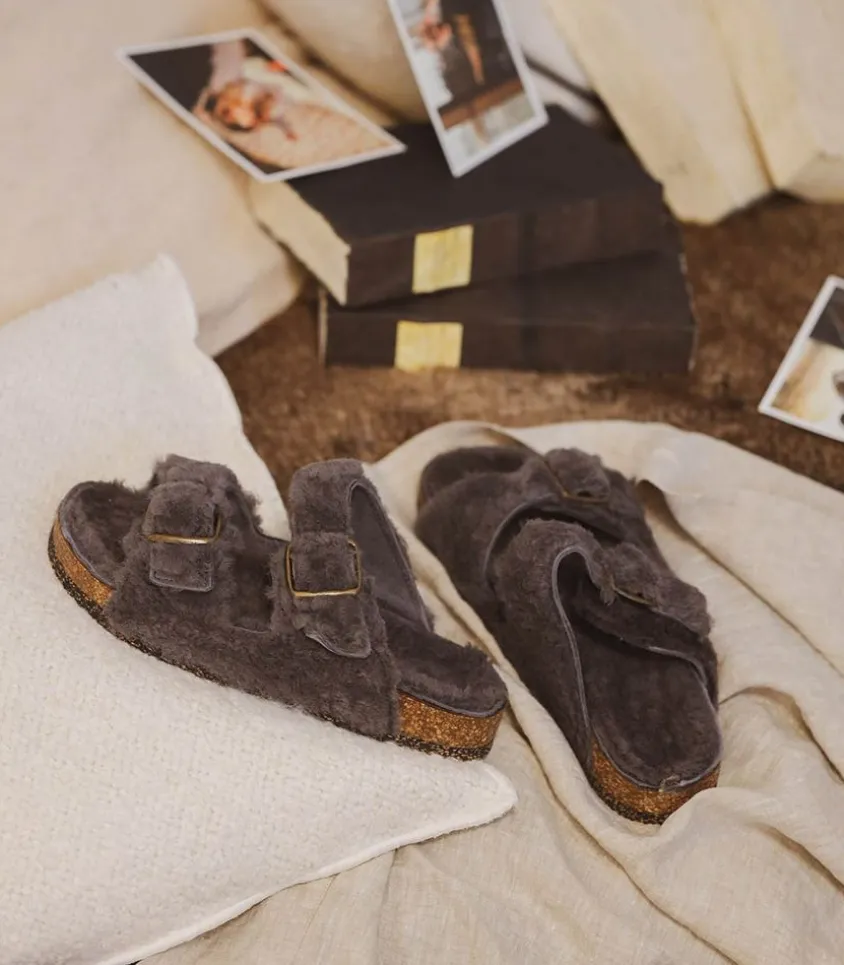 Sandales Shearling Gris/Gris