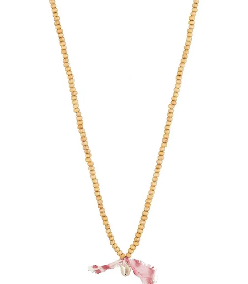 Sautoir Cauri Et Noeud Tie & Dye Framboise