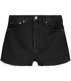 Short A Taille Haute En Denim Noir Surteint