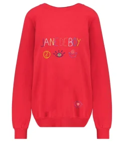 Sweat-Shirt Vintage Brode Jane De Boy Rouge