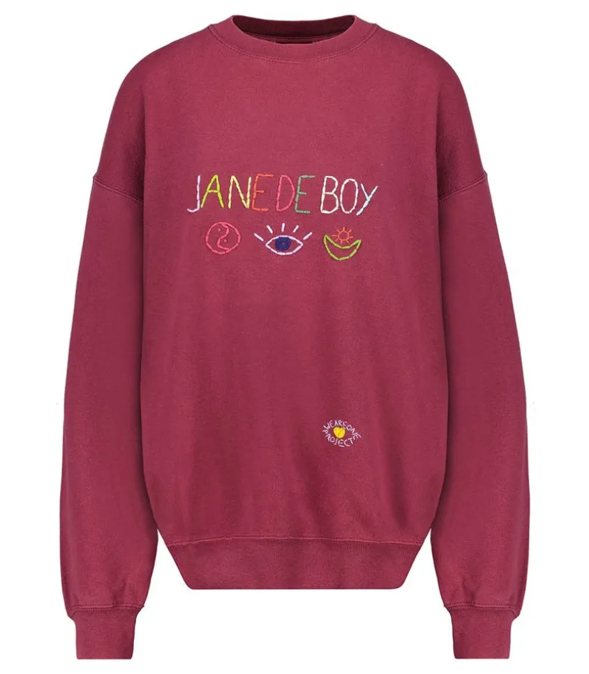 Sweat-Shirt Vintage Brode Jane De Boy Bordeaux