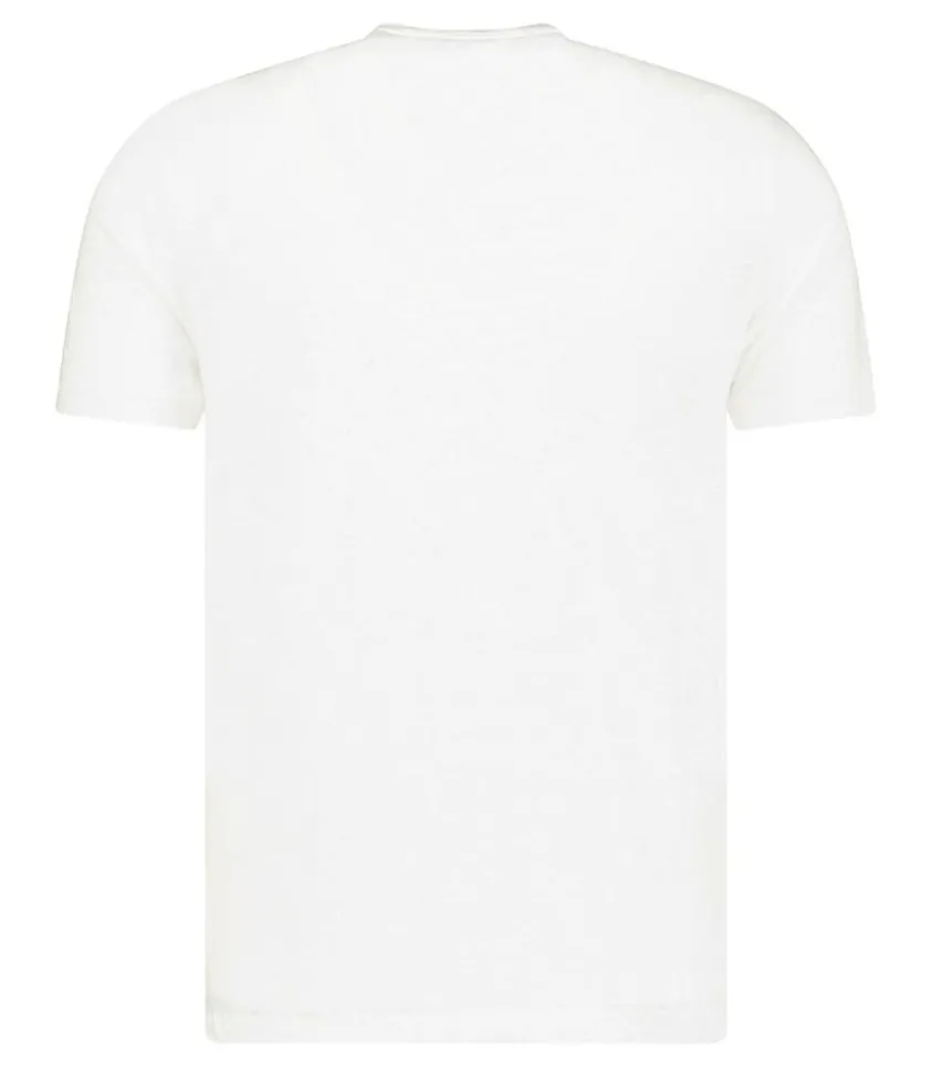 Tee-Shirt Homme Col V Manches Courtes Lin Blanc