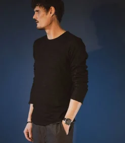 Tee-Shirt Homme Manches Longues Regular Fit Noir